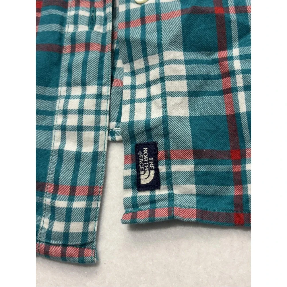 The North Face Shirt Mens Medium Green Plaid Long Sleeve Button Up Cotton Casual